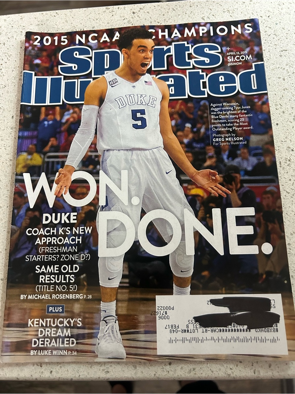 Sports Illustrated April 13, 2015 NCAA Champions Duke Tyus Jones Cover Magazine
